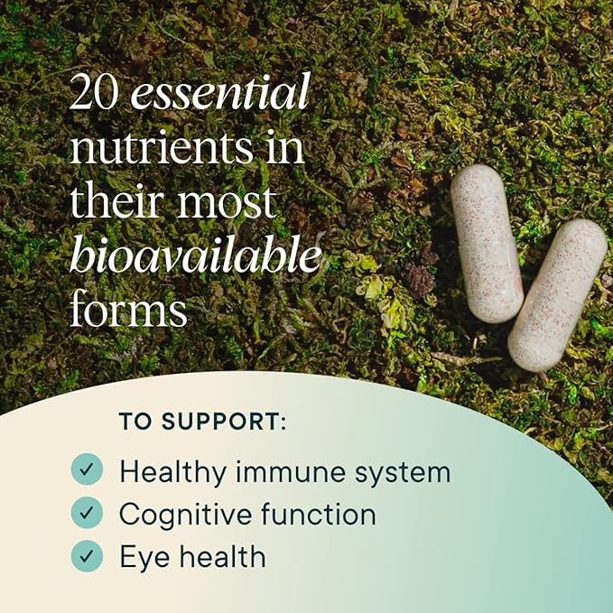 Ora Organic Plant Based Multivitamin for Women and Men, Bluelight Protection - Brain, Eye, Energy, Immune, Skin, Hair, Heart, and Bone Health Support, 60 Vegan Capsules-SeraviaPure