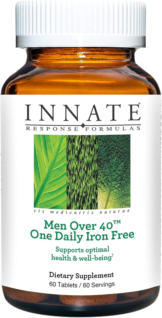 INNATE Response Formulas Men Over 40 One Daily Iron Free - Daily Multivitamin For Men 40+ - Iron-Free - With B Vitamins - Vegetarian, Non-GMO - Made Without 9 Food Allergens - 60 Count (60 Servings)-SeraviaPure