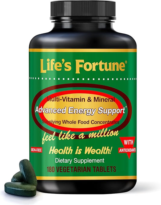 Life's Fortune Whole Food Multivitamin & Mineral, Advanced Energy Support Supplement, Daily Wellness for Men & Women, Amino Acids, 180 Vegetarian Tablets-SeraviaPure