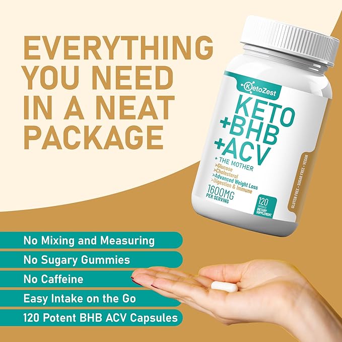 Keto ACV BHB Capsules 1600mg for Advanced Weight Loss & Belly Fat Burn - Organic Apple Cider Vinegar with The Mother Ketones Vegan Supplement - with Vitamin D3 Zinc Chromium for Men Women-SeraviaPure