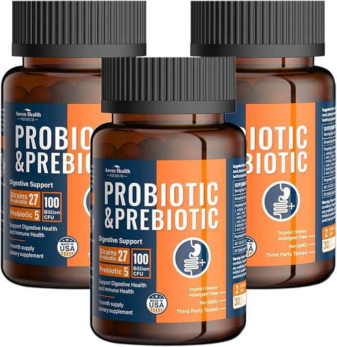 100 Billion Probiotics for Men and Women 27 Strains 5 Organic Prebiotics for Gut Digestive & Immune Health, Supports Diarrhea Gas Bloating, Non-GMO, Zero Fillers – Made in USA丨180 Caps-SeraviaPure