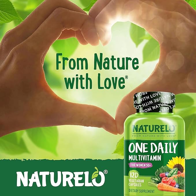 NATURELO One Daily Multivitamin for Women 50+ (Iron Free) - Menopause Support for Women Over 50 - Whole Food Supplement - Non-GMO - No Soy - 120 Capsules - 4 Month Supply-SeraviaPure