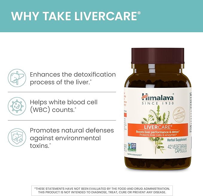Himalaya LiverCare, Liver Cleanse and Detox, Herbal Supplement for Liver Support, Enhances The Detoxification Process, Liver Cleanse Formula, 375 mg, 42 Capsules, 3 Week Supply