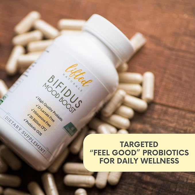 Probiotics 30 Billion CFU - Bifidus Mood Support Supplement w/prebiotics & probiotics for Women and Men - Mood & Digestion Support- Histamine Free - Natural Mood Boost - 60 Days Supply, Non-GMO-SeraviaPure