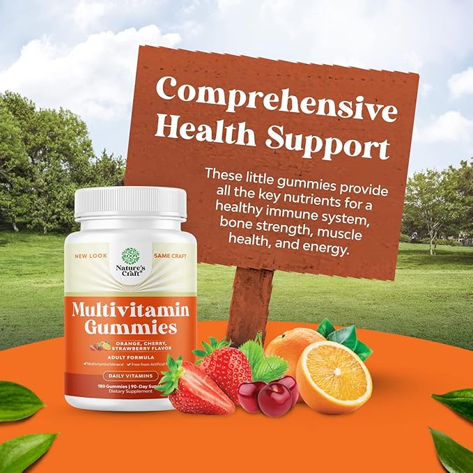 Potent Daily Multivitamin Gummies for Adults - Wellness Blend of Vitamin D A C E B12 Zinc and Biotin - Adult Vitamin Gummy for Energy and Immune Health - Non-GMO Gluten Free and Halal - 180 Gummies-SeraviaPure