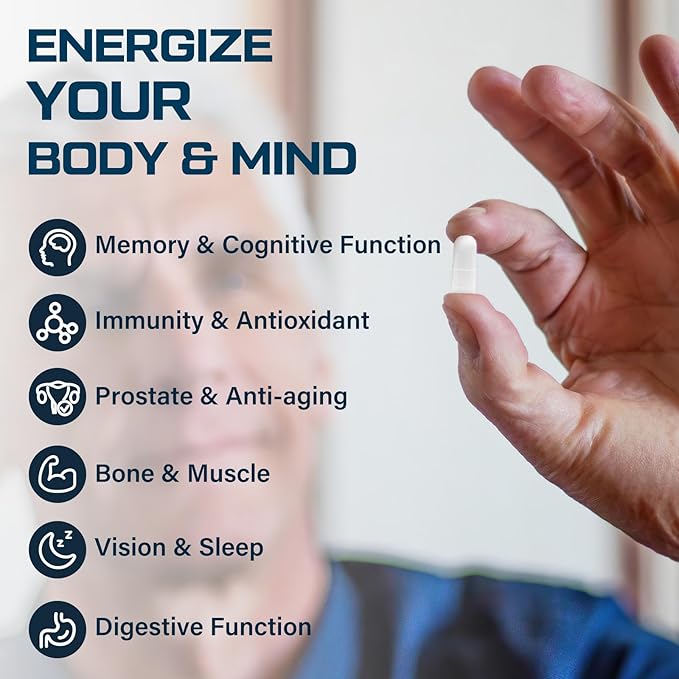 Mens Multivitamins 50 plus - Daily Multivitamin for Men with Fermented Herbal Extracts & 43 Nutrients - Mens Vitamins Multivitamin Supports Memory & Brain, Energy, Bone Health - Supports for Men 18+-SeraviaPure