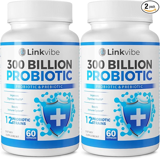 Probiotic 300 Billion CFU - 12 Strains Probiotics with Organic Prebiotics for Digestive & Gut, Immune, Bloating Health - Probiotics for Women and Men - Daily Probiotics Supplement -120 Counts-SeraviaPure