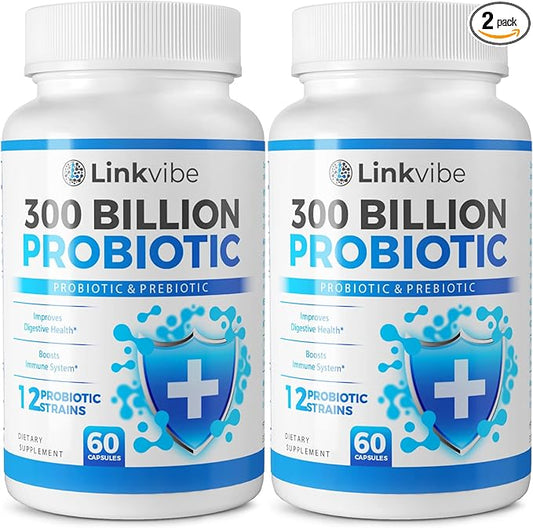 Probiotic 300 Billion CFU - 12 Strains Probiotics with Organic Prebiotics for Digestive & Gut, Immune, Bloating Health - Probiotics for Women and Men - Daily Probiotics Supplement -120 Counts-SeraviaPure