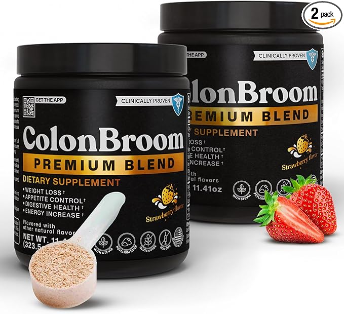 ColonBroom Premium Weight Management Supplement (Strawberry) - Colon Broom Psyllium Husk Fiber Powder Drink - Gluten Free, Non-GMO Colon Cleanse for Bloating Relief & Gut Health, 100 Servings-SeraviaPure