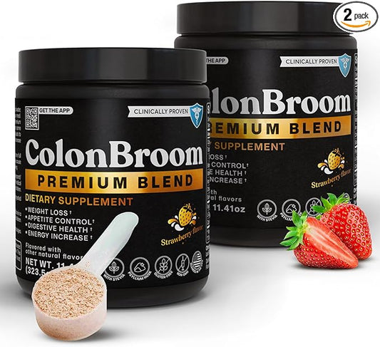ColonBroom Premium Weight Management Supplement (Strawberry) - Colon Broom Psyllium Husk Fiber Powder Drink - Gluten Free, Non-GMO Colon Cleanse for Bloating Relief & Gut Health, 100 Servings-SeraviaPure
