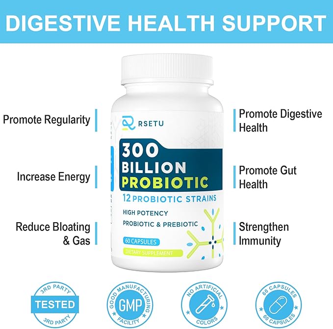 Probiotics for Women & Men - 300 Billion CFU Probiotic, 12 Strains Probiotics + 3 Organic Prebiotics, Daily Probiotics for Digestive Health, Gut, Immune, Constipation, Diarrhea, Bloating - 120 capsule-SeraviaPure