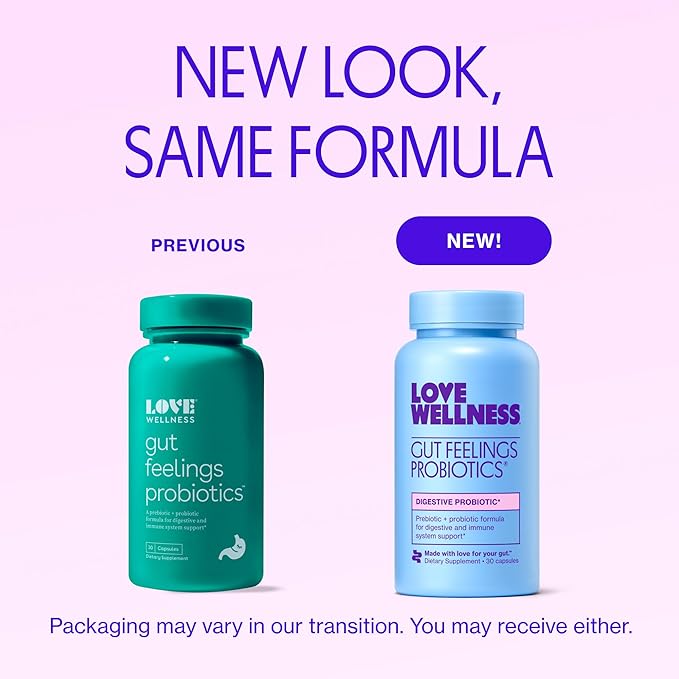 Love Wellness Gut Feelings Probiotic | Gut Health for Women, Digestion Relief & Immune Support Supplement | Womens Probiotic for Gas Relief | 3 Billion CFU | Safe Prebiotic and Postbiotic | 30 Count-SeraviaPure