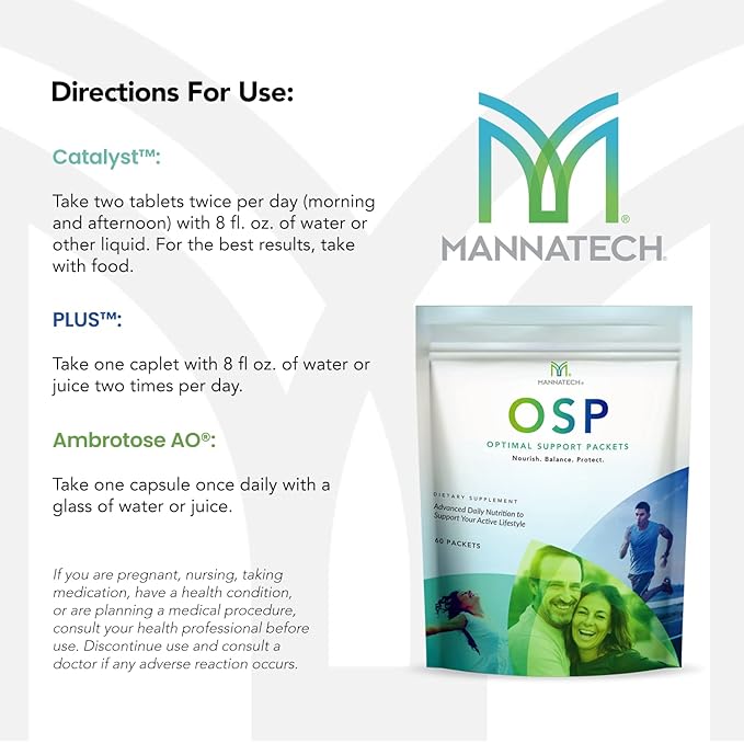 Mannatech More Than Just a Multivitamin, Optimal Support Packets Amazing Self-Care Benefits of OSP Daily Vitamins, w/Ashwagandha Capsules, Immune Support and Antioxidant Supplement - 60 Packets-SeraviaPure