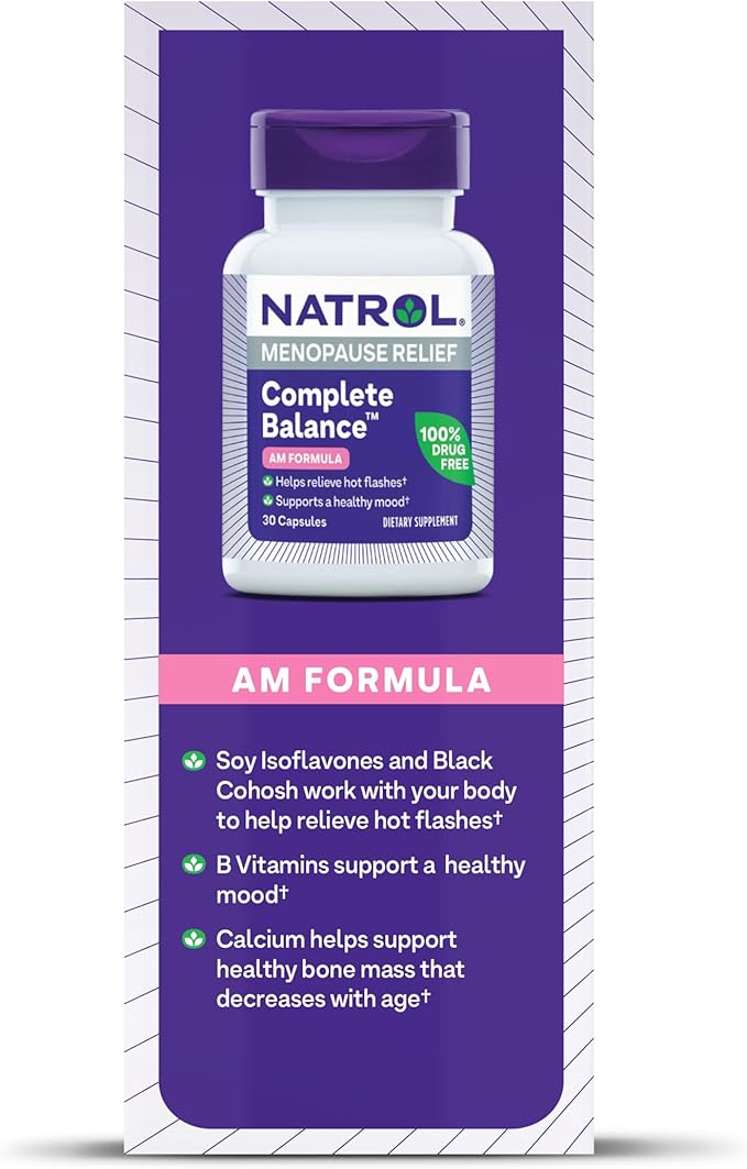 Natrol Complete Balance, Dietary Supplement for Menopause Relief, A.M./P.M. Menopause Relief for Women, 60 Capsules, Up to a 30 Day Supply-SeraviaPure