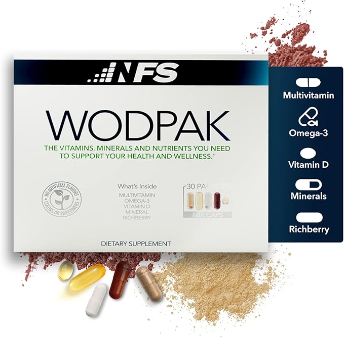 NF Sports WodPak Complete Daily Multivitamin for Men and Women, Soft-Gel Berry-Flavored Multivitamins with Vitamin D, Vitamin D3, Zinc, Omega 3, 30 Servings (Pack of 1)-SeraviaPure