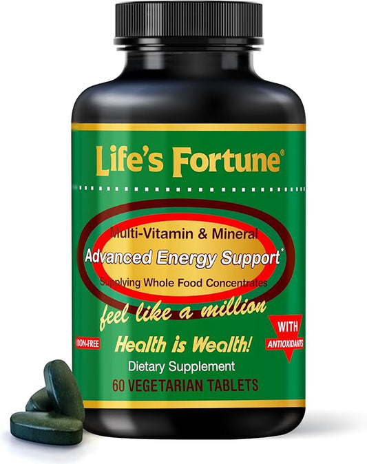Life's Fortune Multivitamin & Mineral 60 Tablets, All Natural Energy Source Supplying Whole Food Concentrates, Antioxidants, Amino Acids, Enzymes, Trace Minerals & More-SeraviaPure