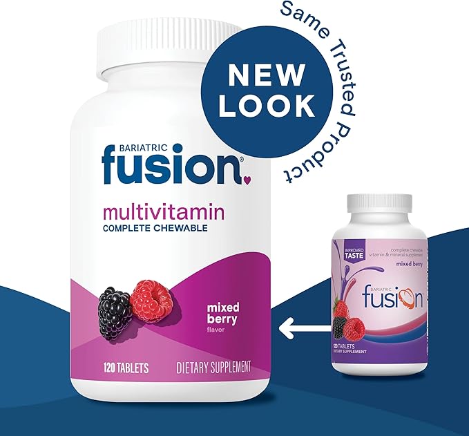 Bariatric Fusion Mixed Berry Complete Chewable Bariatric Multivitamin with Iron for Bariatric Surgery Patients Including Gastric Bypass and Sleeve Gastrectomy - 120 Tablets-SeraviaPure