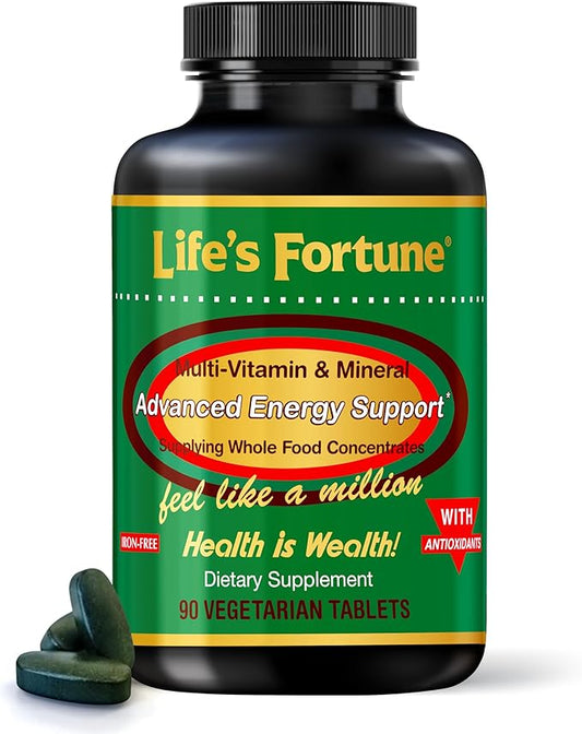 Life's Fortune Multivitamin All Natural Energy Source Supplying Whole Food Concentrates, Antioxidants, Amino Acids, Enzymes, Trace Minerals & More (90 Count (Pack of 1))-SeraviaPure
