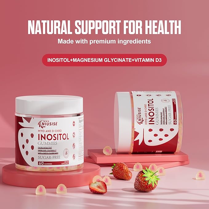 Inositol Gummies, Inositol Supplement with Myo-Inositol & D-Chiro Inositol + Vitamin D3, Ideal 40:1 Ratio, with Magnesium Glycinate 400mg, Supports Regular Cycle for Women, Vegan, 2 Pack-SeraviaPure