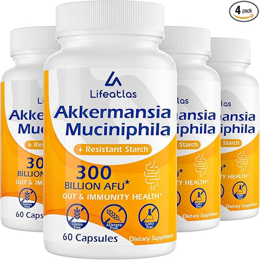 GLP-1 Supplement | 300 Billion AFU Akkermansia Muciniphila, Akkermansia Probiotic for Women Men, Akka Superbiotics for GLP-1 Production, Digestive, Gut, Immunity, Enhances Gut Lining Function, 4 Packs-SeraviaPure