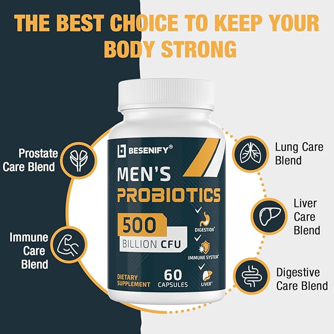 Probiotics for Men, 500 Billion CFUs & 12 Strains, Probiotics for Digestive Health, Men's Probiotic with Turmeric, Cranberry, Goji, for Overall Digestive, Immune Health, Gut & Bloating, 120 Day Supply-SeraviaPure