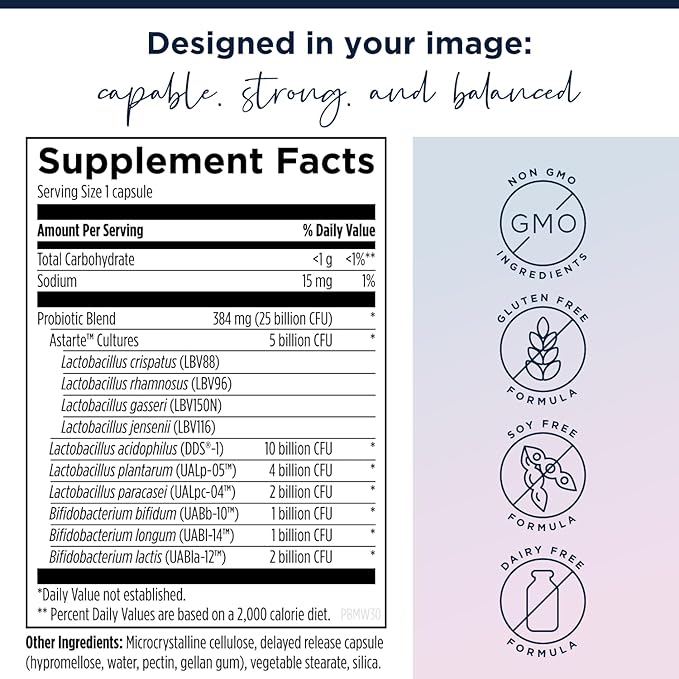 Designs for Health ProbioMed Women - Vaginal Probiotics to Support pH Balance, Vaginal Comfort, Immune Health & Gut Health for Women - Dairy-Free Probiotic (30 Capsules)-SeraviaPure