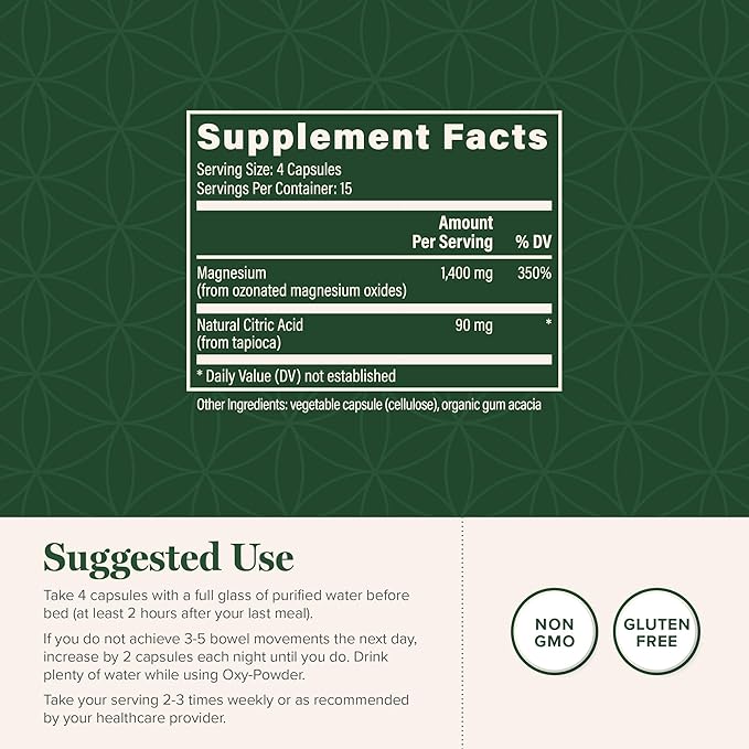 Global Healing Oxy-Powder Colon Cleanse, Constipation Relief for Women & Men, Magnesium Oxide Colon Cleanser & Detox for Weight Loss, Gut Cleanse Detox for Women and Men-SeraviaPure