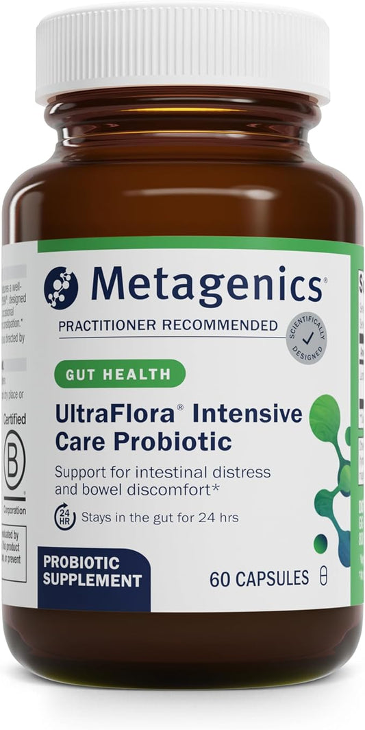 Metagenics UltraFlora Intensive Care Probiotic - Probiotic for Digestive Health* - for Occasional Irritation & Bowel Discomfort* - Immune Support* - Non-GMO & Gluten-Free - 60 Capsules-SeraviaPure