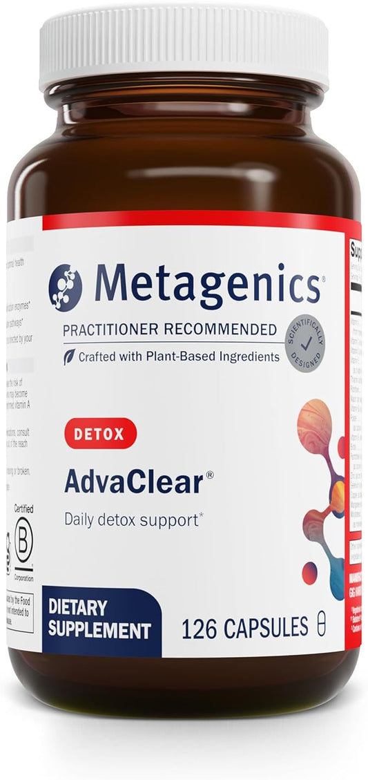 Metagenics AdvaClear - Daily Support for Detoxification* - Detox Supplements* - with Vitamin B12, Pantothenic Acid & Zinc Citrate - 126 Capsules-SeraviaPure