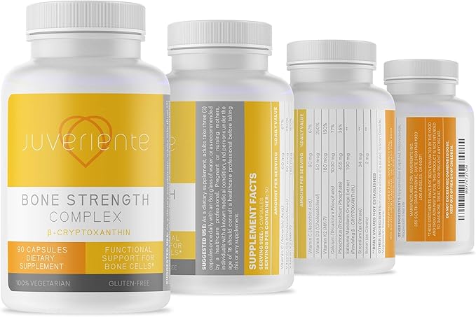 Juveriente Bone Strength Complex/A Dietary Therapy of a Japanese Traditional Fruit, Packed with Vitamin C, D3, K2, Calcium, Phosphorus, Food Grade Strontium and Boron / 90 Capsules for 30 Days-SeraviaPure