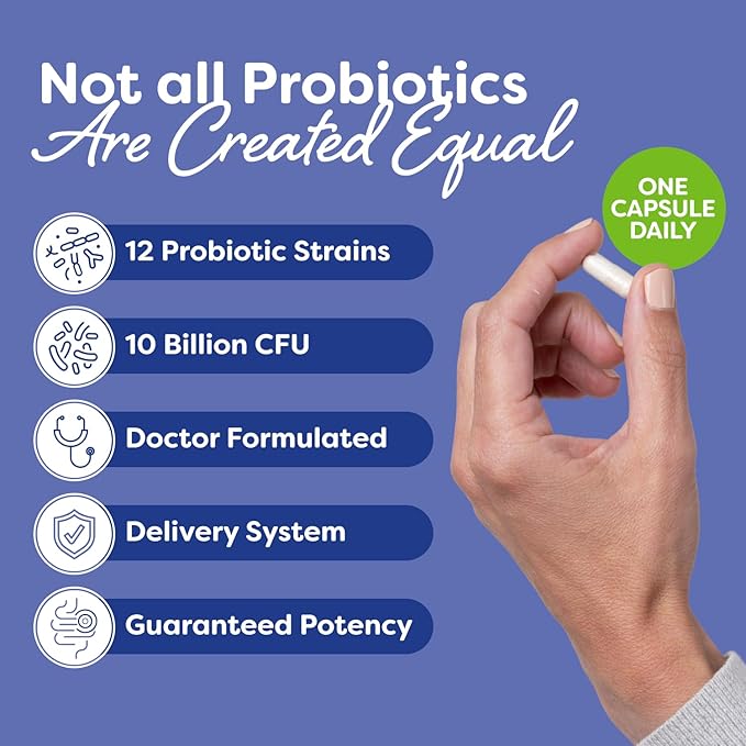 Probulin Daily Care Probiotic Supplement, Digestive, Gut, and Immune Health Support Capsules for Men and Women, 10 Billion CFU, Vegan, 90 Count Bottle