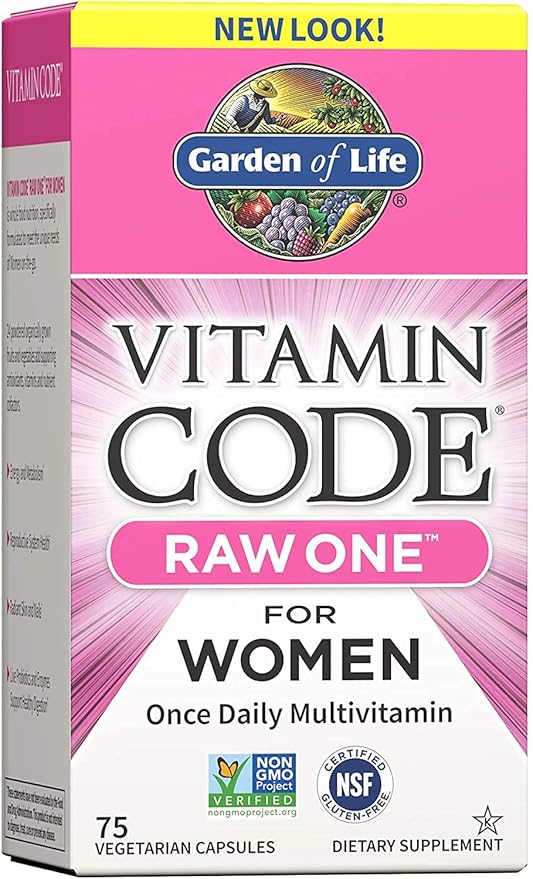Garden of Life Vitamin Code Raw One Once Daily Multivitamin Capsules, Fruits, Veggies, Probiotics for Womens Health, Vegetarian, Gluten Free, 75 Count-SeraviaPure