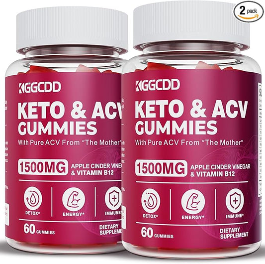 2 Pack Keto ACV Gummies Advanced Formula 1500MG Keto Gummies Apple Cider Vinegar Formulated with Pomegranate Beet Juice Powder B12 120 Gummys-SeraviaPure