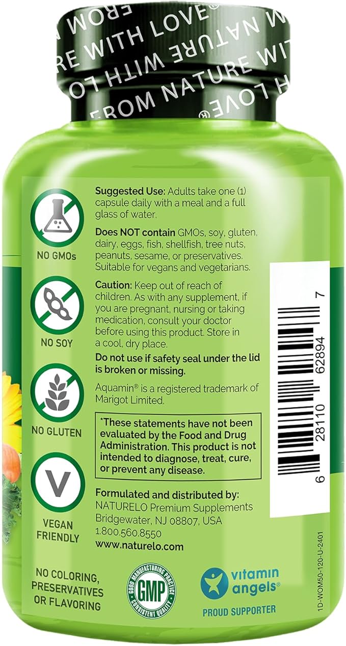NATURELO One Daily Multivitamin for Women 50+ (Iron Free) - Menopause Support for Women Over 50 - Whole Food Supplement - Non-GMO - No Soy - 120 Capsules - 4 Month Supply-SeraviaPure