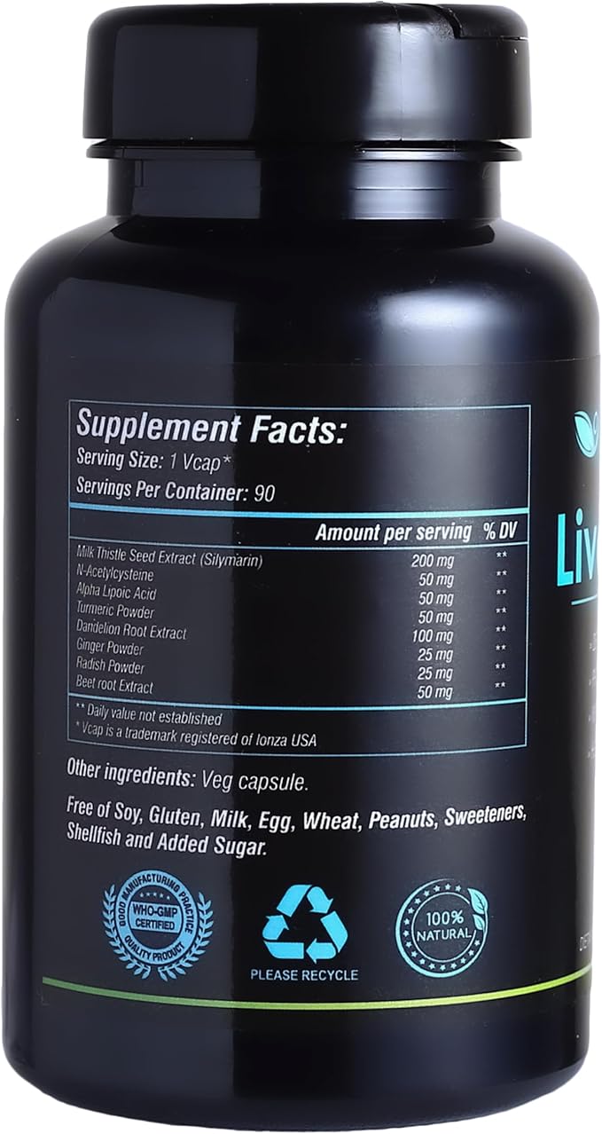 Liver Detox 90 Veggie Capsules, Dietary Supplement for Healthy System, Vitamin Capsules for Men, Women and Adults, Multivitamins Capsules, Vitamin Supplements.-SeraviaPure