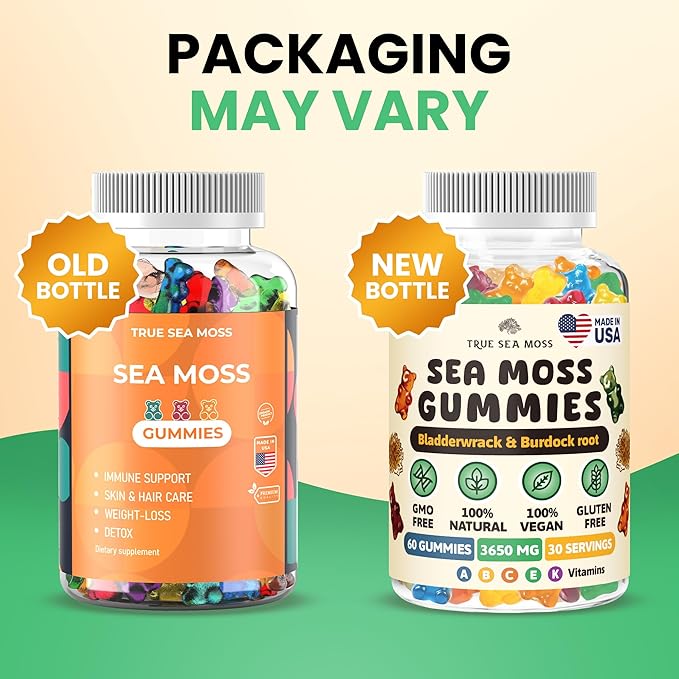 Natural Sea Moss Gummies – Contains Irish Sea Moss + Burdock Root + Bladderwrack – 60 Gummies for Stronger Immune, Healthier Skin & Hair, Detox – Great for Kids & Adults, Made in USA (5)-SeraviaPure