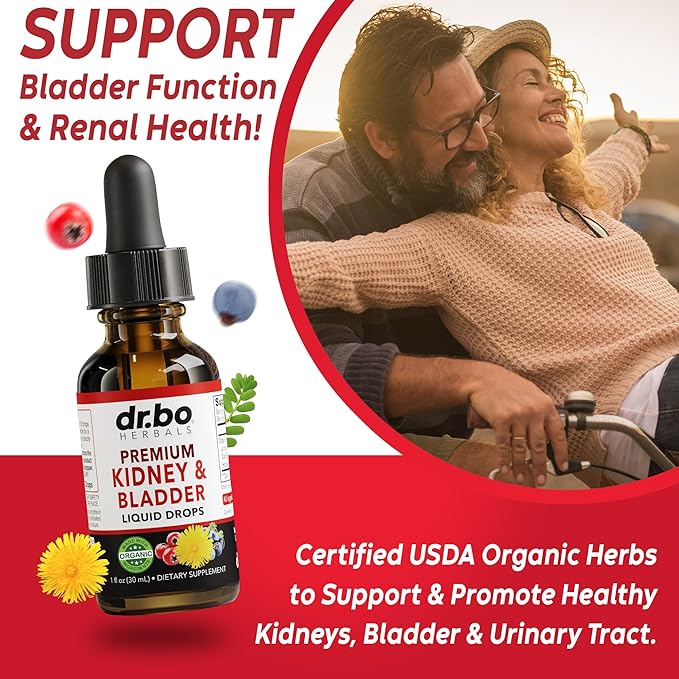 Kidney Support Supplement Bladder Health - Organic Kidney Bladder Supplements Drops Juniper Berry Cleavers Dandelion - Renal Kidney Cleanse Detox Urinary Tract Herbal Bladder Support Flush Kidneys 1oz-SeraviaPure