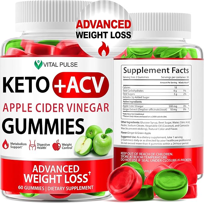 Keto ACV Gummies Advanced Weight Loss - ACV Keto Gummies for Weight Loss Gummy Supplement for Women and Men - Detox - Apple Cider Vinegar - Apple Flavor-SeraviaPure