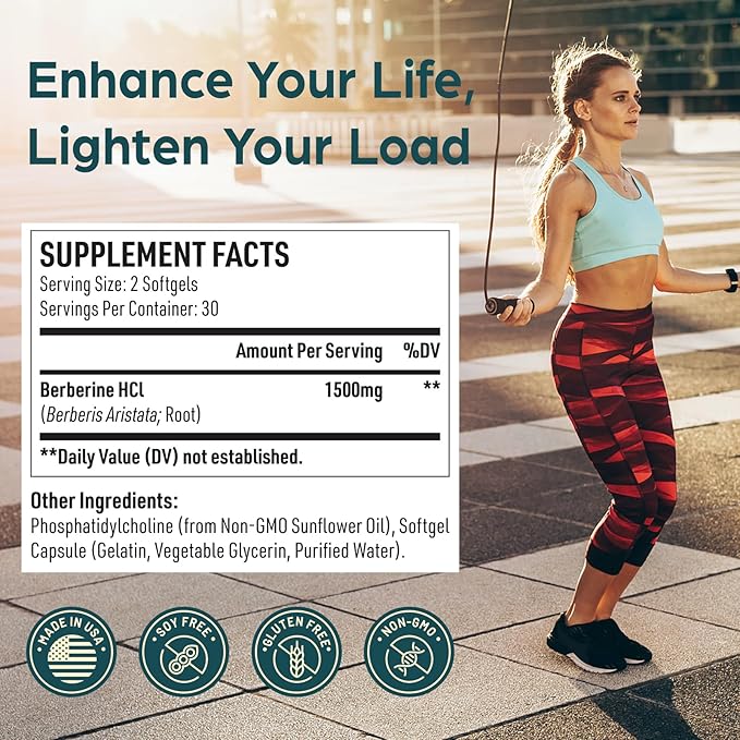 Liposomal Berberine HCl 1500 mg - Berberine Supplement for Women and Men (2 Pack)