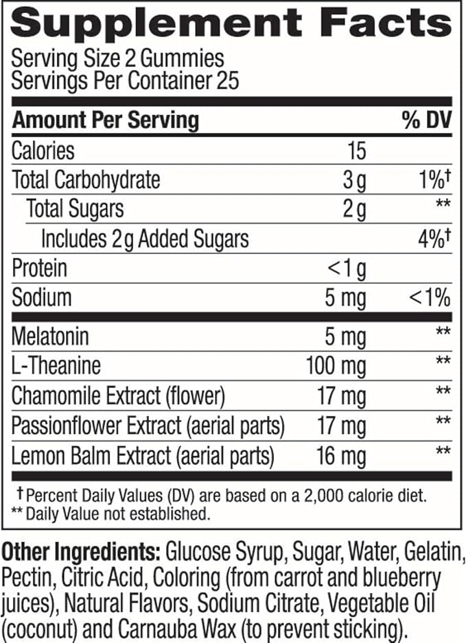 OLLY Extra Strength Sleep Gummy, 5 mg Melatonin, L-Theanine, Chamomile, Lemon Balm, Sleep Aid, BlackBerry - 50 Count-SeraviaPure