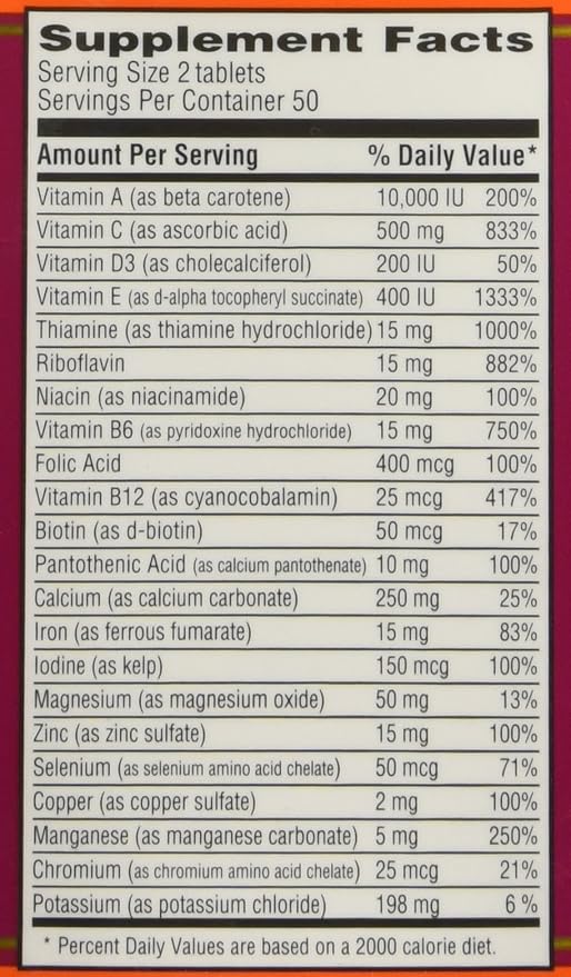 Trader Joe's Multi Vitamin & Mineral Antioxidant 100 Tablets-SeraviaPure