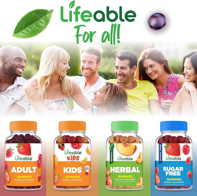 Lifeable Sugar Free Multivitamin Gummies | with Vitamin A, C, D, E, Niacin, B6, Folate, B12, Biotin, Pantothenic Acid, Iodine, Zinc | Great Tasting Adult Multivitamin Gummy | 90 Gummies-SeraviaPure