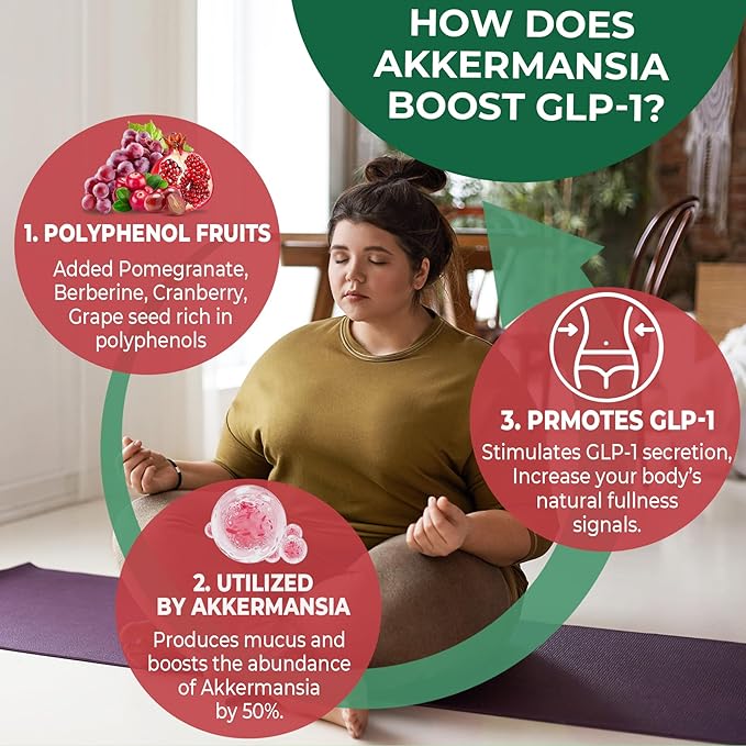 Akkermansia Probiotics Gummies with Prebiotics Fiber, 300 Billion AFU Akkermansia Muciniphila, with Polyphenol Fruits, Resistant Starch, Vitamin A D3 B2 for Metabolism, Digestive & Gut Health, 1Pack-SeraviaPure