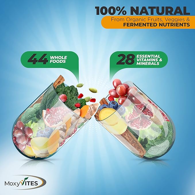Mens Multivitamins - Daily Mens Vitamins with 44 Organic Whole Food - Multivitamin for Men with Iron & Fermented Nutrients - Vegan Daily Vitamin for Men with B-Complex, Probiotics, Omegas-SeraviaPure