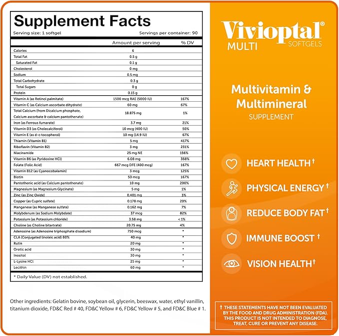 Vivioptal Multi, 90 Softgels, Multivitamin & Multimineral, Gluten Free, German Formula-SeraviaPure