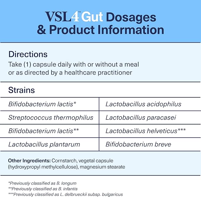 VSL4® Gut Daily Probiotics for Gut Health - 30B CFUs, Multi-Strain Digestive Support for Women & Men, Promotes Gut Balance & Regularity, Potent, Shelf-Stable Probiotic Supplement, 30 Capsules-SeraviaPure