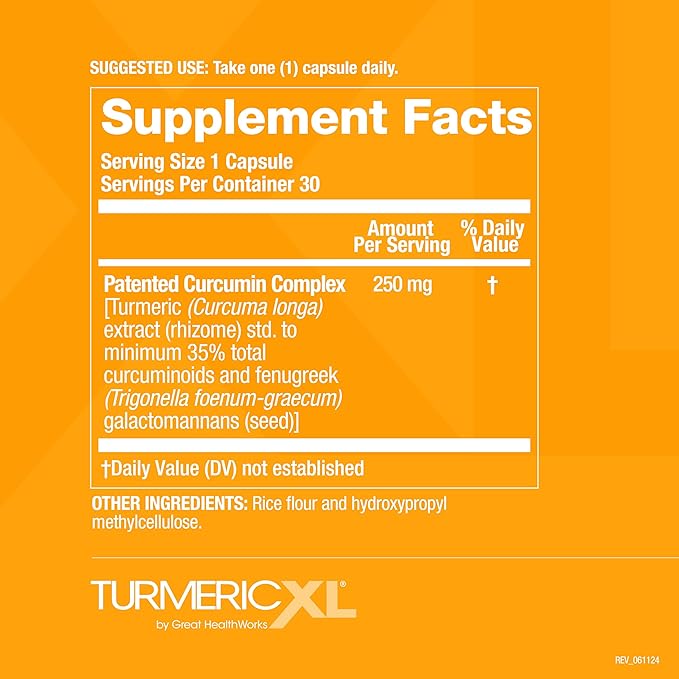OmegaXL TurmericXL Natural Joint Support Supplement 250mg Turmeric Extract Delivers 45x More Curcumin - High Absorption, Gluten-Free – 30 Veggie Capsules-SeraviaPure