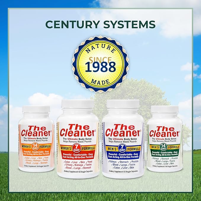 Century Systems The Cleaner Detox, Powerful 7-Day Complete Internal Cleansing Formula for Men, Support Digestive Health, 52 Vegetarian Capsules-SeraviaPure