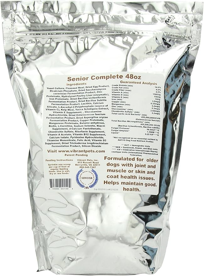 Senior Complete Dog Immune System Supplement | Older Dog Muscle and Joint Supplement with Probiotics & Enzymes for Digestion | Nutrient-Rich Skin & Coat Immune Booster Powder 48oz-SeraviaPure