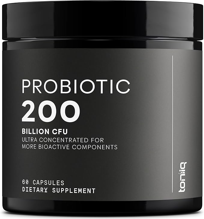 Toniiq 200 Billion CFU Probiotic Supplement 30 Verified Third-Party Tested Strains - Fully Shelf-Stable Probiotics Formula with Prebiotic Blend - Extended Release Capsules-SeraviaPure